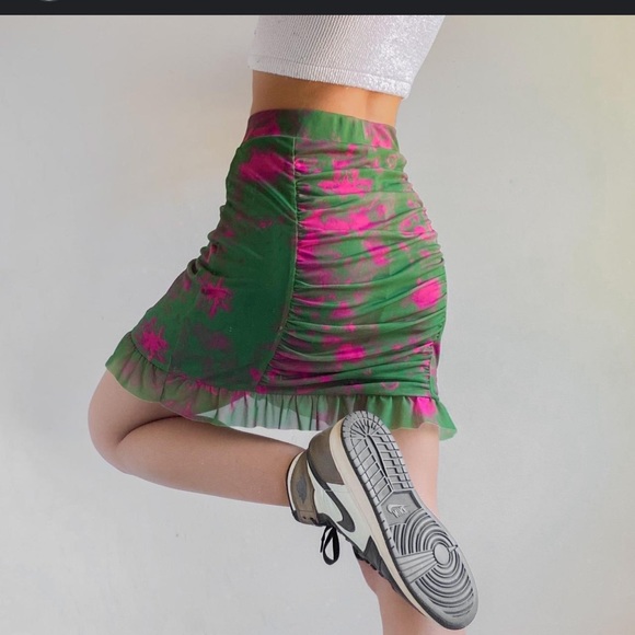 Free People Dresses & Skirts - NWOT Romi mesh skirts floral tie dye women XS green blue pink stretch